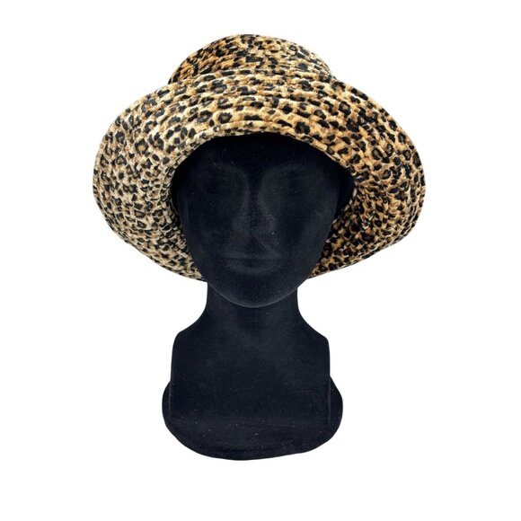 Leopard Print Bucket Hat By David & Young NY Womens Foldable & Lightweight - Picture 1 of 7